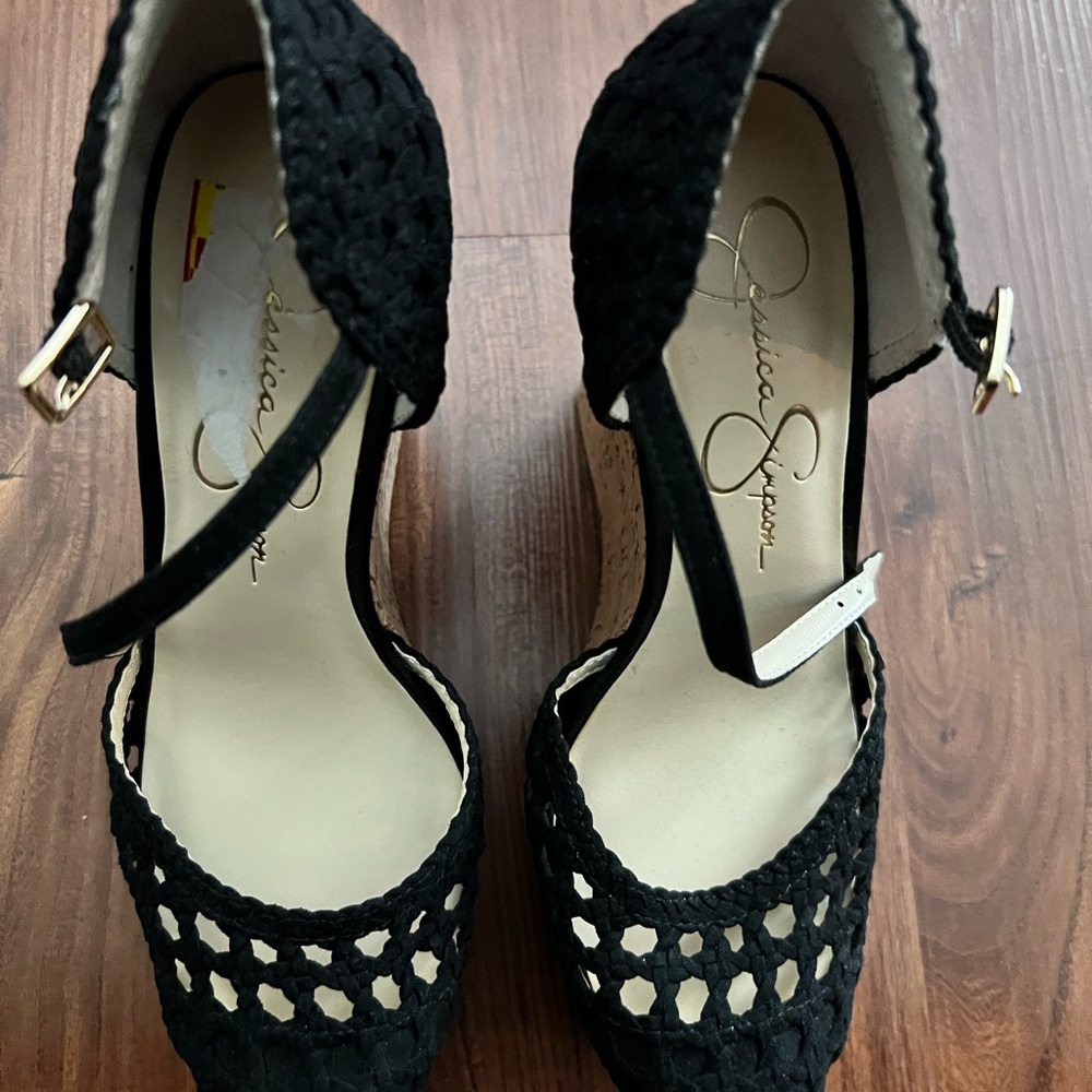 Jessica Simpson Black Espadrille Shoes with Ankle Strap